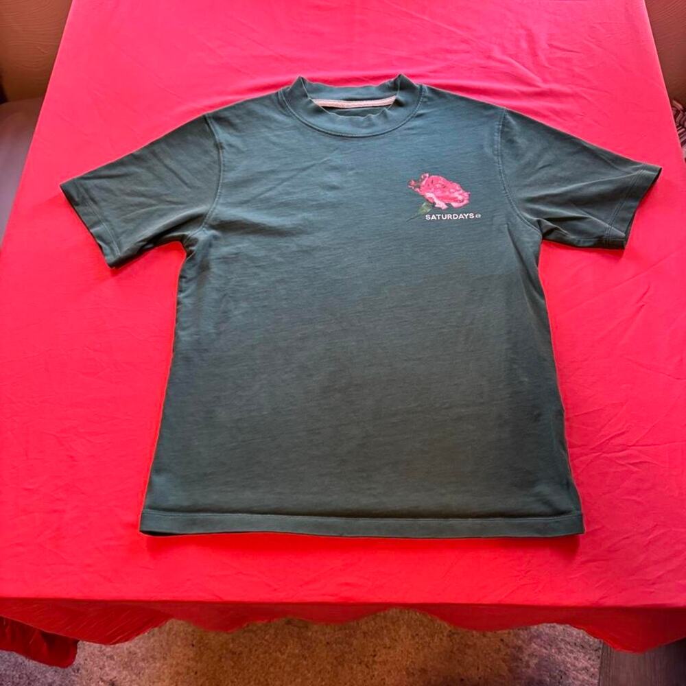 Saturdays NYC Graphic Tee in rich dark green- Men's Extra Small